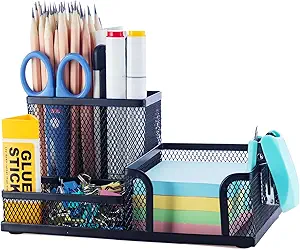 KIBAGA Modern Aesthetic Desk Accessories Set of 3 - Stylish Concrete Organizers for Pens & Office Supplies - A Cute and Functional Addition to Your Workspace Decor