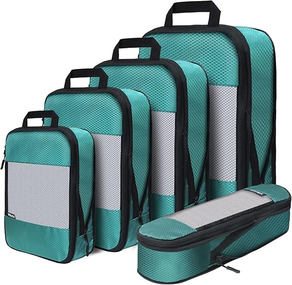 Compression Packing Cubes for Suitcases,5 Set Travel Essentials, Lightweight Luggage Organizer Bags, Travel Cubes for Carry on